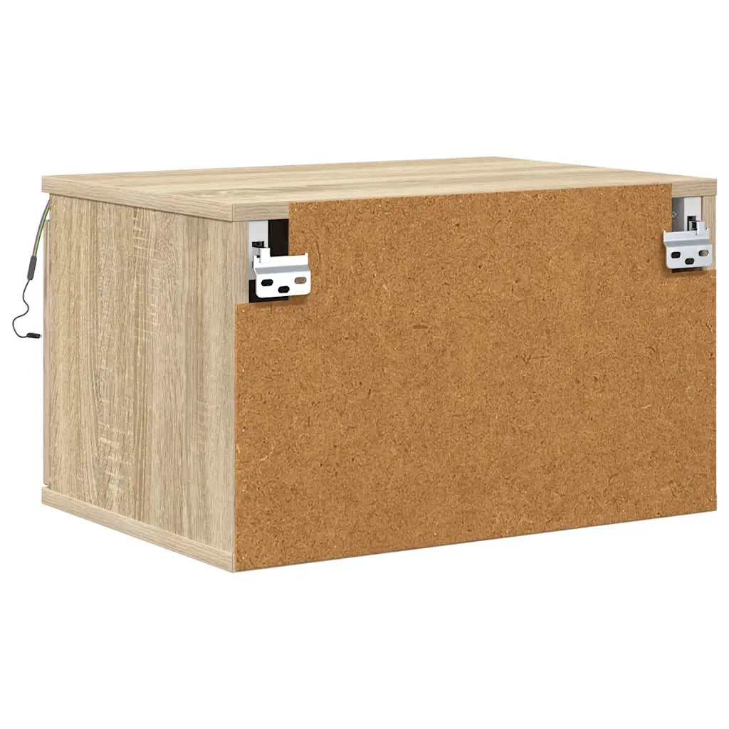 Comodino a Parete con luci LED Rovere Sonoma 836830