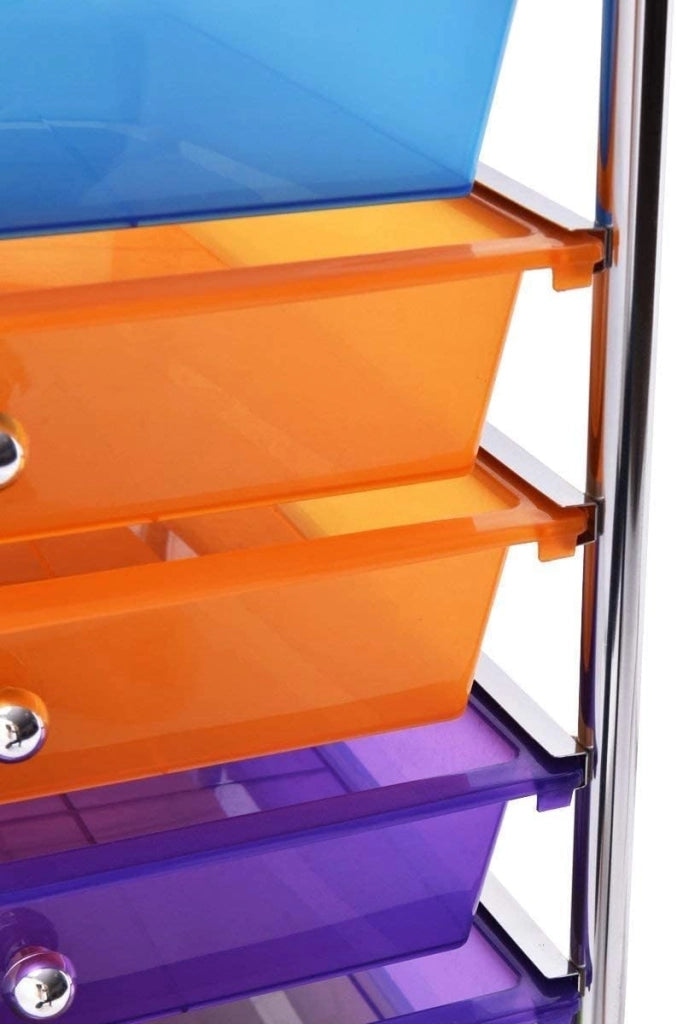 Carrello con 15 Cassetti Impilabili, Carrello di Stoccaggio con Ruote, Carello Portaoggetti per Casa e Ufficio, 62,5 x 37 x 87 cm (Multicolore)