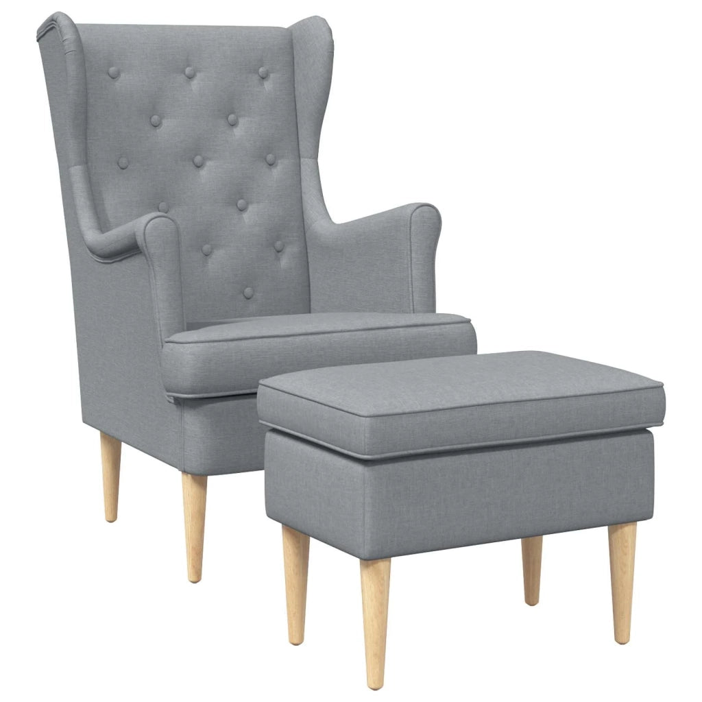 Poltrona con Ottomano 2 pz Grigio Chiaro Tessuto 3418806
