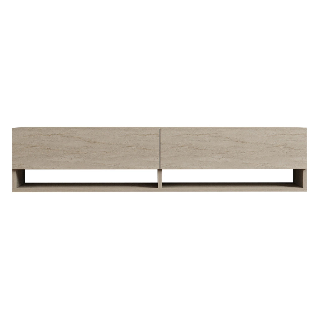 Olmi, Mobile Porta tv 2 Ripiani, 141x30x31h cm Beige Marmo