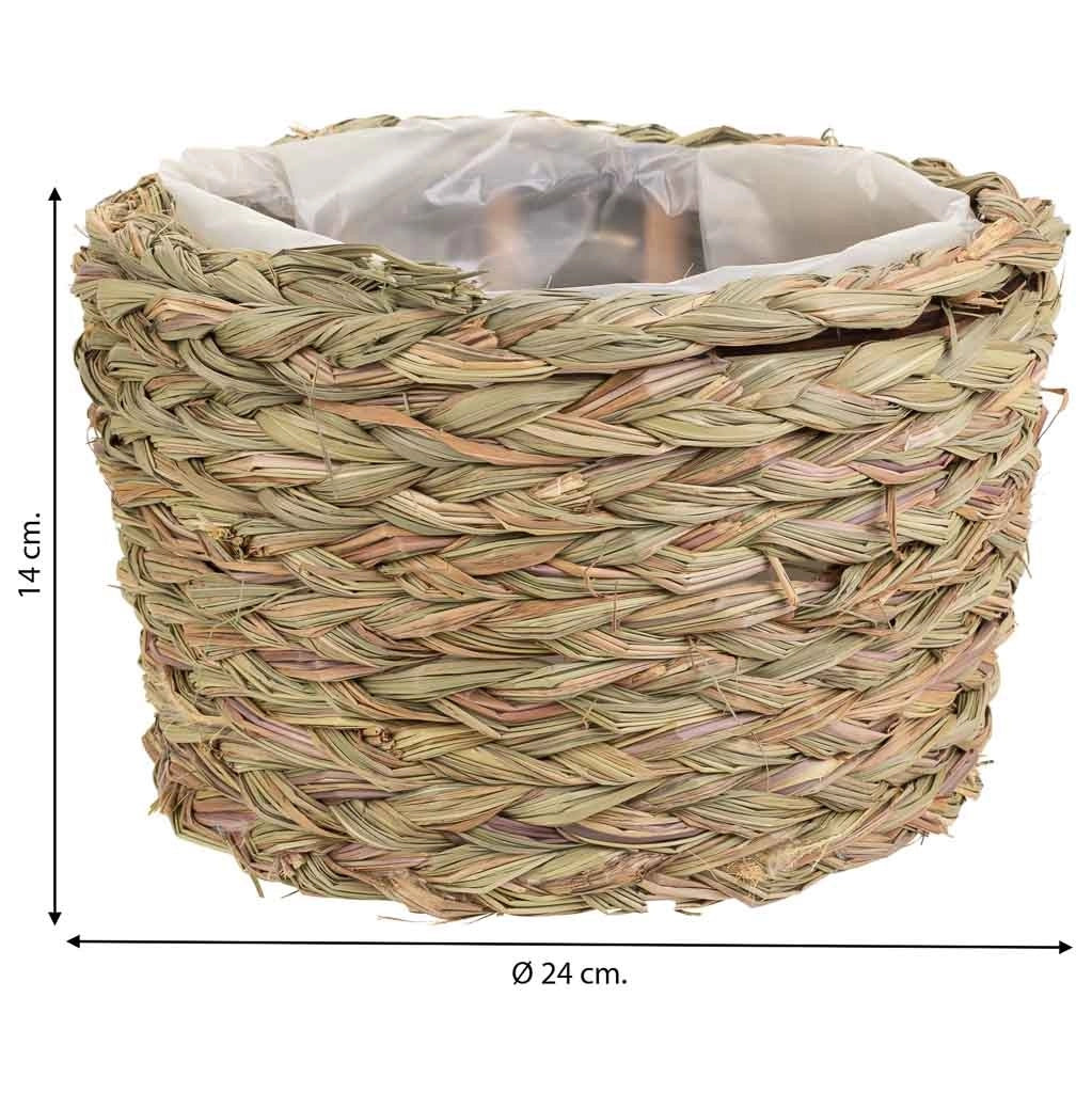 Cesto in corda intrecciata marrone d24x14h