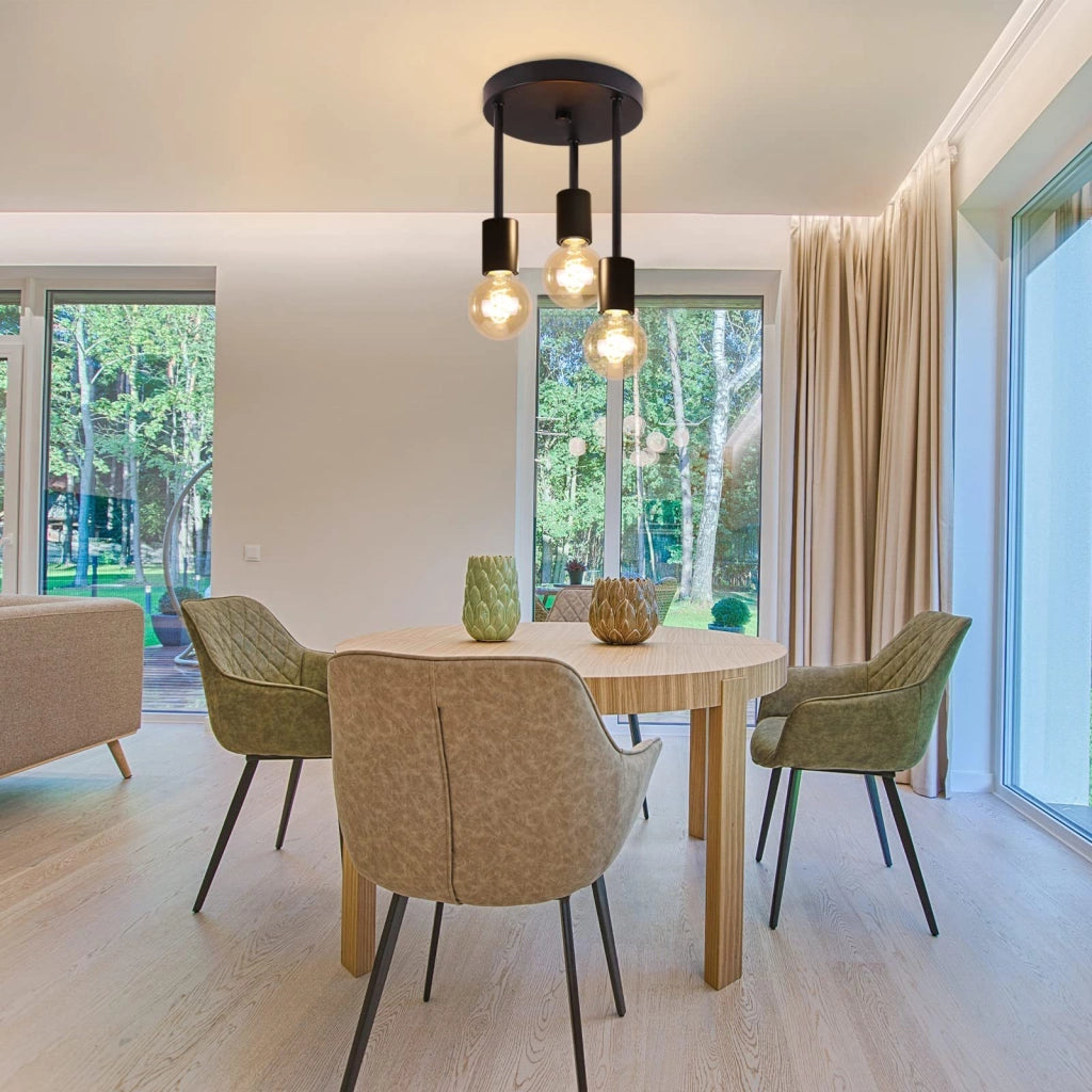 ZMH Faretto da soffitto neri tripli E27 stile industriale retrò per ristorante corridoio soggiorno senza lampadina