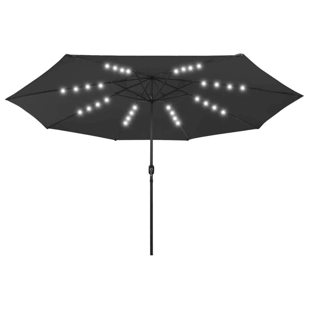 Ombrellone da esterno con LED e palo in metallo nero da 400 cm 02_0008182