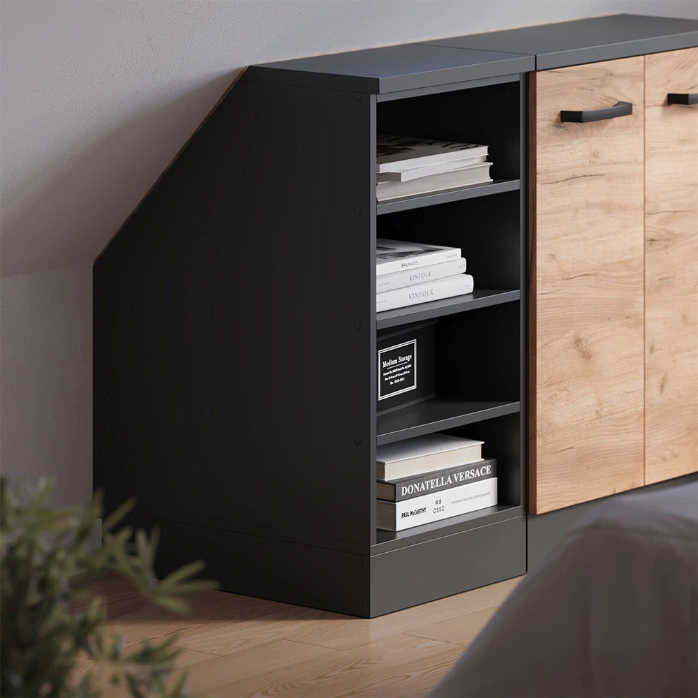 Mobile cucina sottotetto R-Line Antracite/Antracite 40 cm con 4 scomparti, carcassa 60 cm profondità Vicco