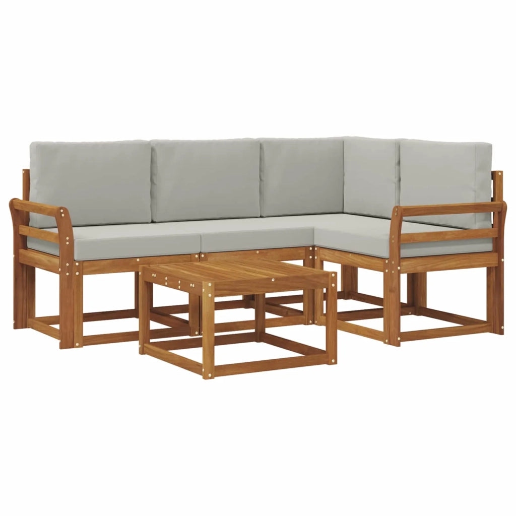 Set di divani da esterno 5 pcs Grigio Naturale e Chiaro