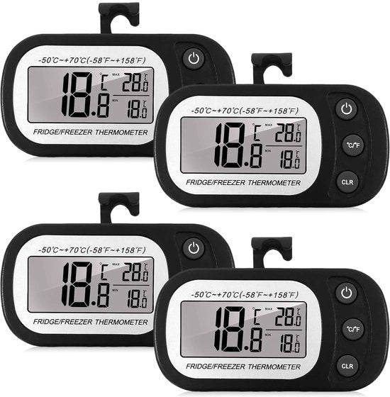 Termometro Digitale per Frigorifero con Display LCD - Funzione Max/Min - 4 Pezzi per Casa e Cucina