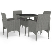 Set Mobili da Pranzo da Giardino 5 pz Grigio Polyrattan e Vetro cod mxl 44319