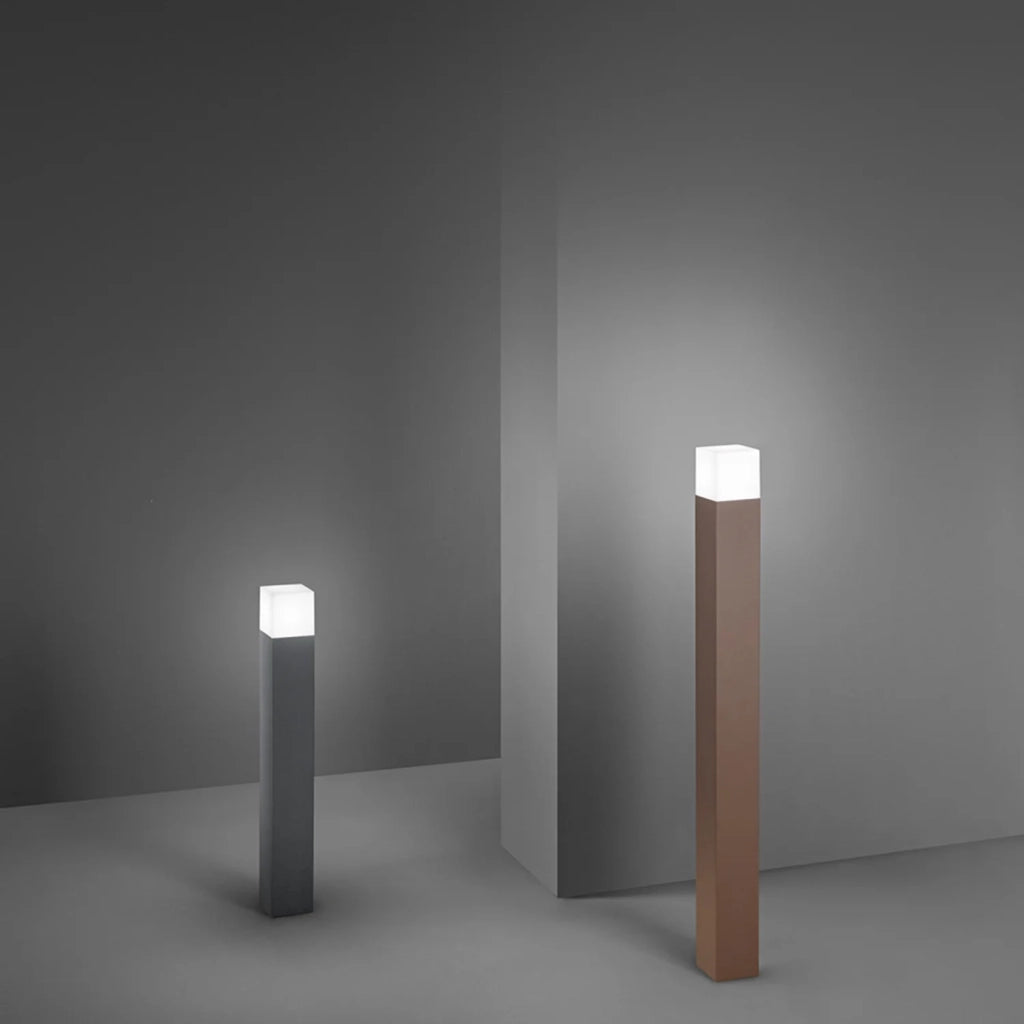 Paletto Esterno Moderno Tower Alluminio Corten 1 Luce E27 Ip54 H90