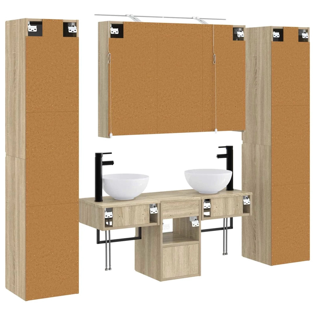 Set di mobili per il bagno 6 pcs Rovere Sonoma 3407177