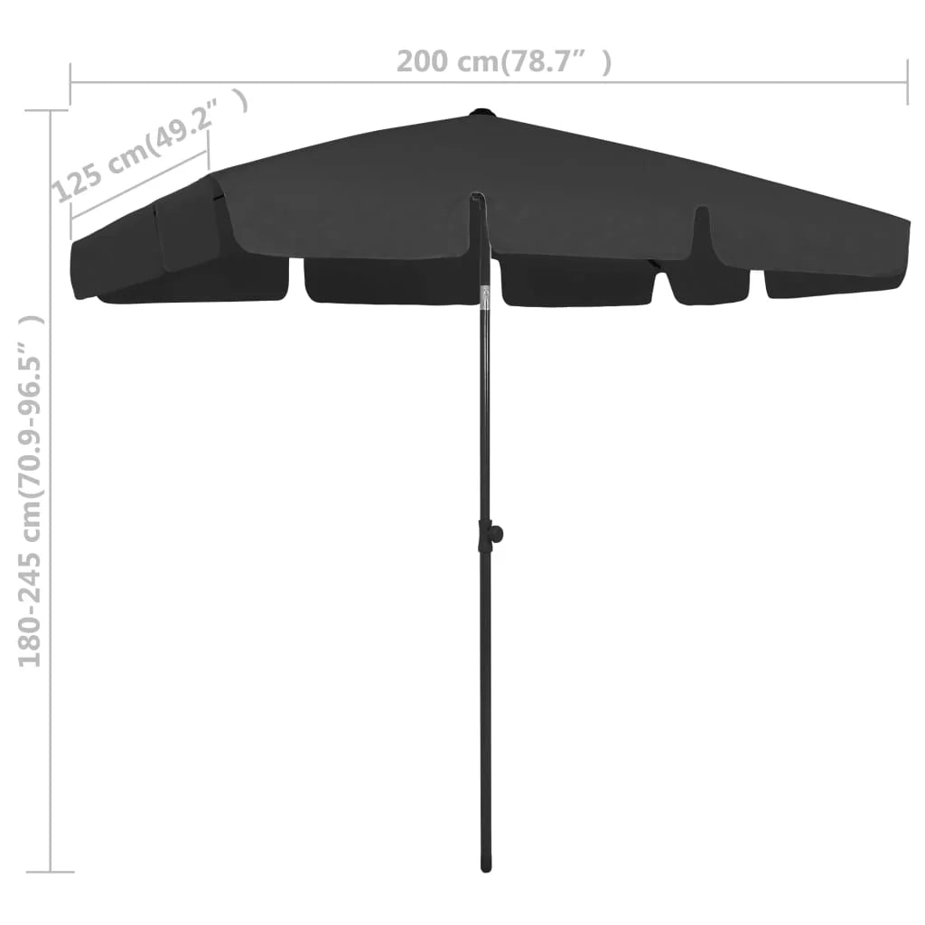Ombrellone da spiaggia 200 x 125 cm nero 02_0008402