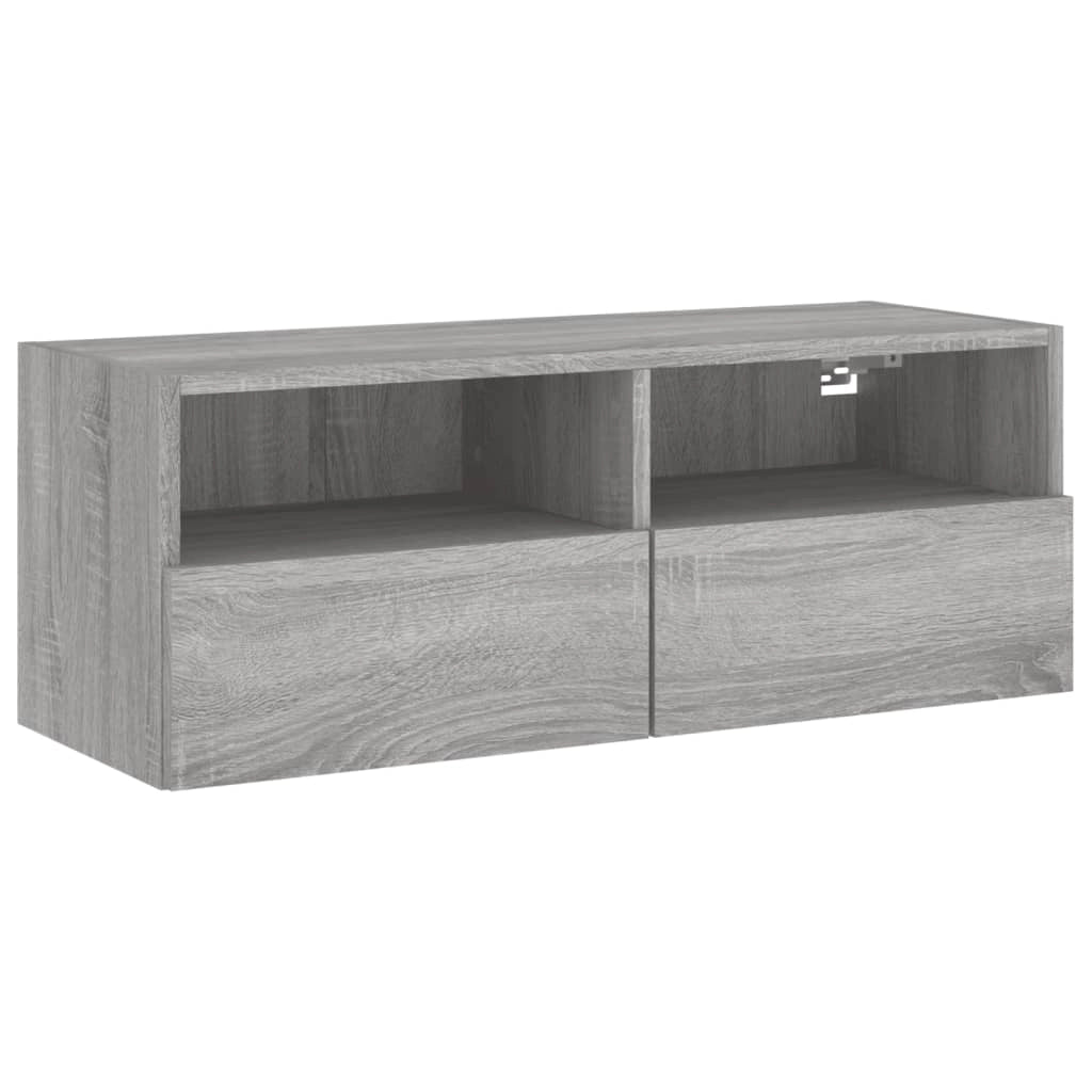 Mobile TV multimediale mensola TV credenza mobile TV sala da pranzo soggiorno camera da letto a parete Sonoma 80 x 30 x 30 cm legno ingegnerizzato grigio 02_0028191
