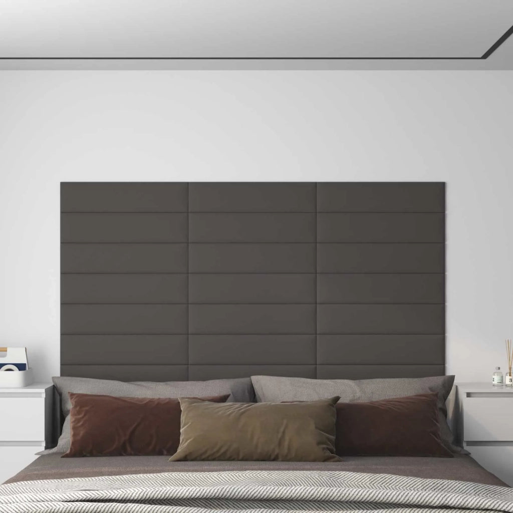 Testiera | Testata da Parete 12 pcs Grigio scuro 60 x 15 cm Tessuto