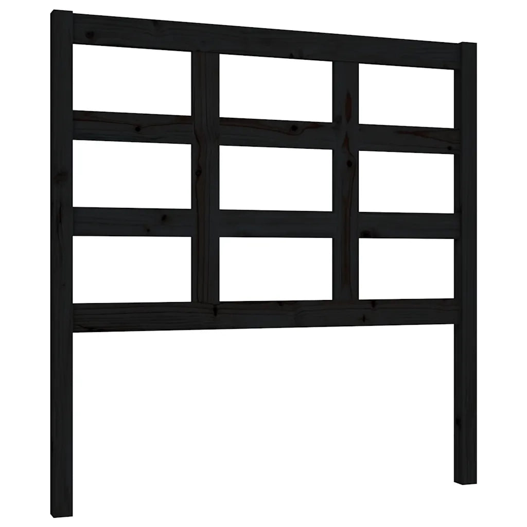 Testiera | Testata per Letto Nera 95,5x4x100 cm in Legno Massello di Pino