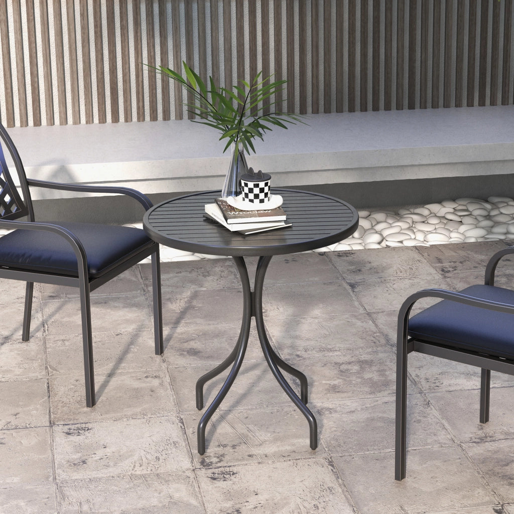 Tavolo da Giardino Rotondo in Acciaio ¨C zephmum ¨C Nero, ?66x71.5cm