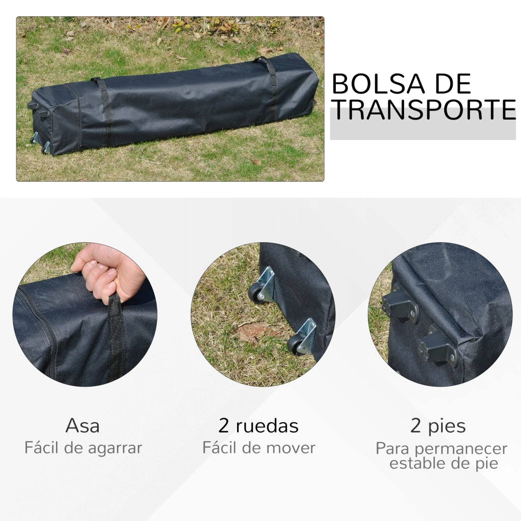 Gazebo Pieghevole 3x3m ¨C Zephmum ¨C Bianco, Acciaio, con Ruote e Borsa di Trasporto