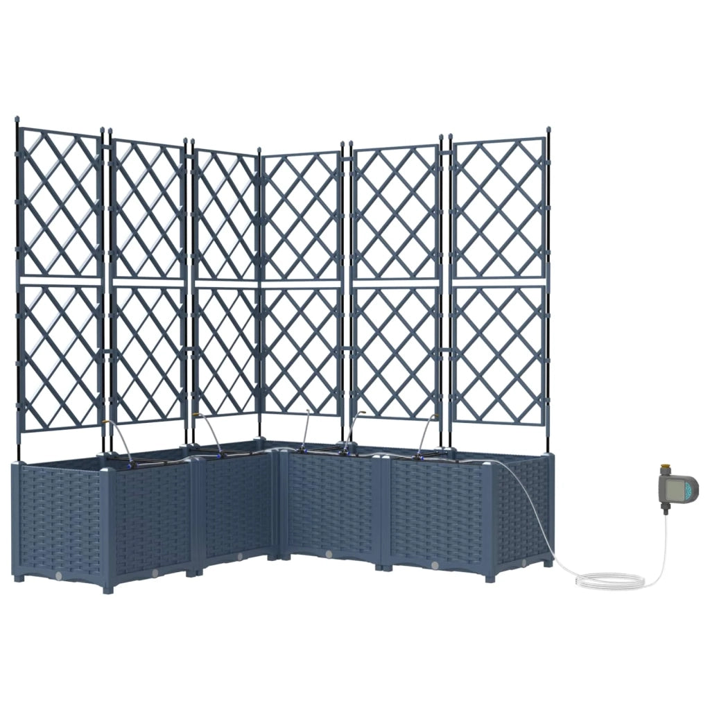 Set di 4 fioriere da giardino 120 x 120 x 142 cm con moderno sistema di irrigazione in acciaio grigio 02_0058565