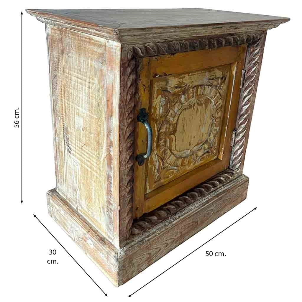 Tavolo in legno finitura artigianale marrone 50x30x56h cm