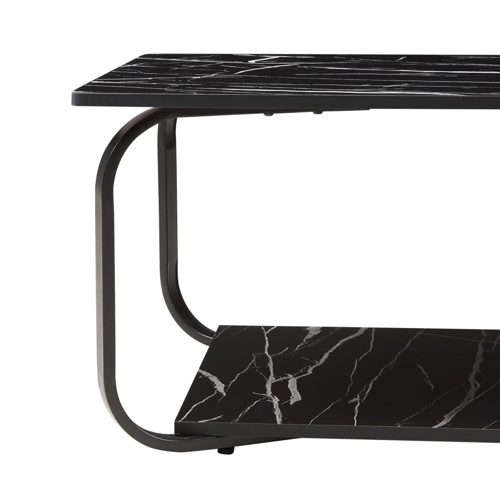 Tavolino/consolle/tavolino laterale 120 x 60 x 43 cm effetto marmo nero 03_0010809