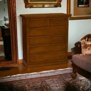cassettiera cinquino in legno arte povera noce Bassano 4+2 larga