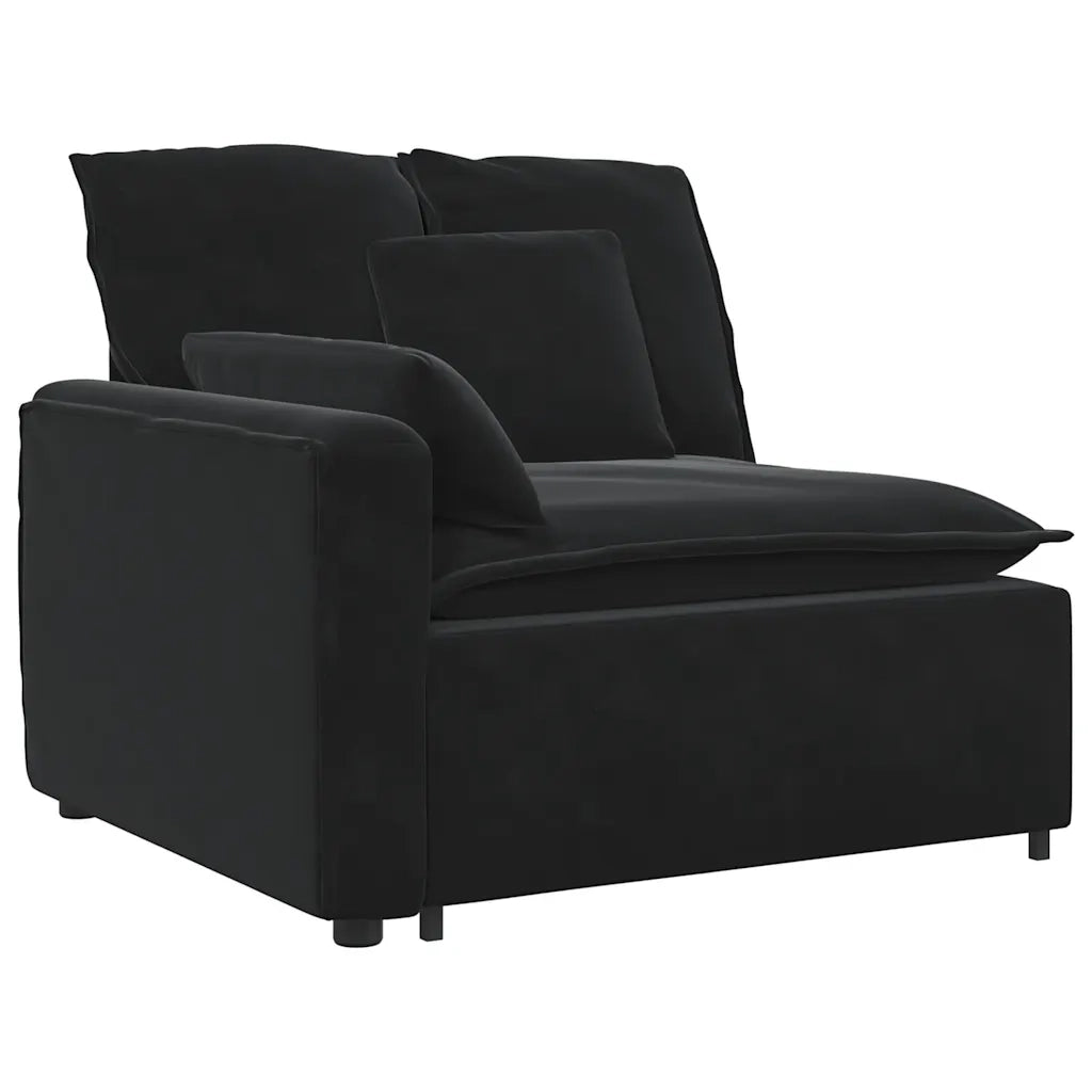 Divano Modulare con Cuscini in Velluto Nero 3321164