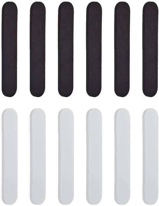 Zona di assorbimento 12 pezzi - Copertura autoadesiva - Copertura assorbente - Protezione cappello - Adatto per pettorali sportivi - Bianco/Nero - Copertura cappello
