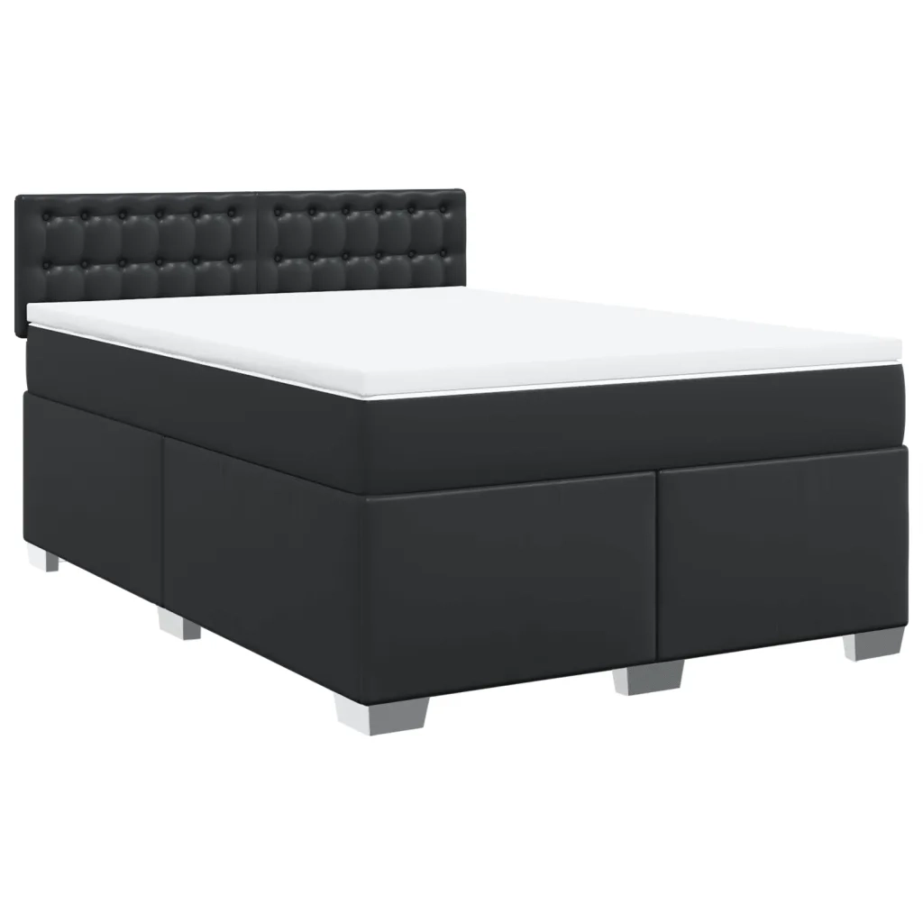 Giroletto a Molle con Materasso Nero 140x200 cm in Similpelle