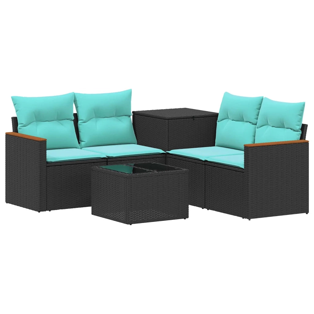 Set di divani 6 pz Nero e Blu 55 x 55 x 37 cm 3447609