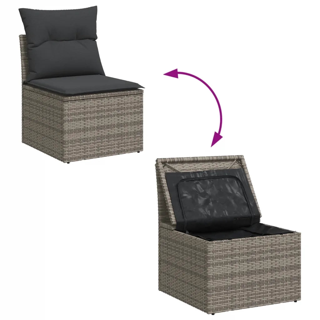 Set Divani da Giardino 13 pz con Cuscini Grigio in Polyrattan 3256319