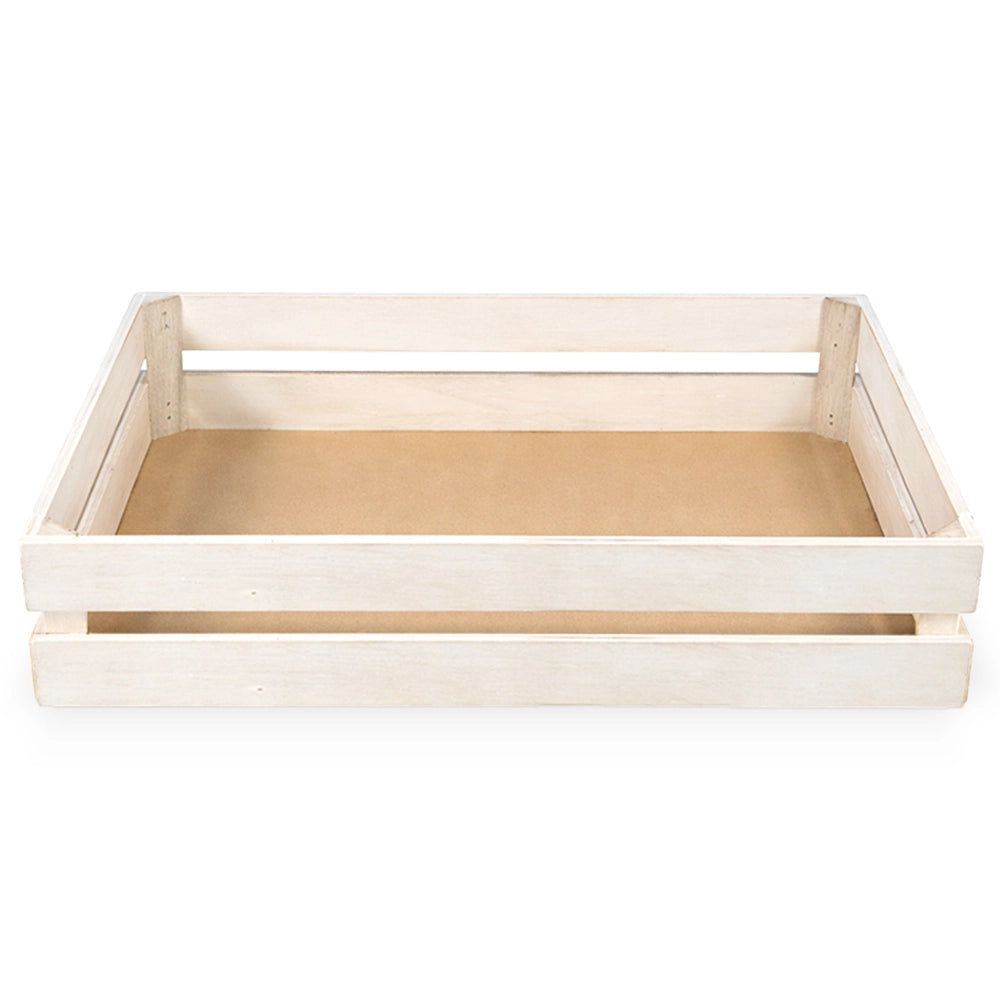 Cassette contenitori in Legno naturali Bianche da 3 Pezzi 37 X 28 X h 8 cm