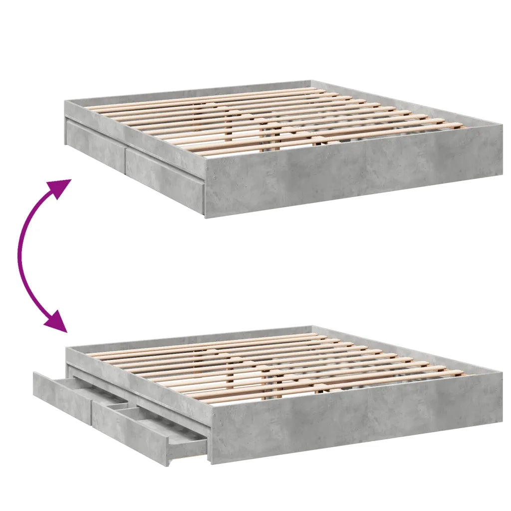Giroletto Cassetti Grigio Cemento 200x200 cm Legno Multistrato
