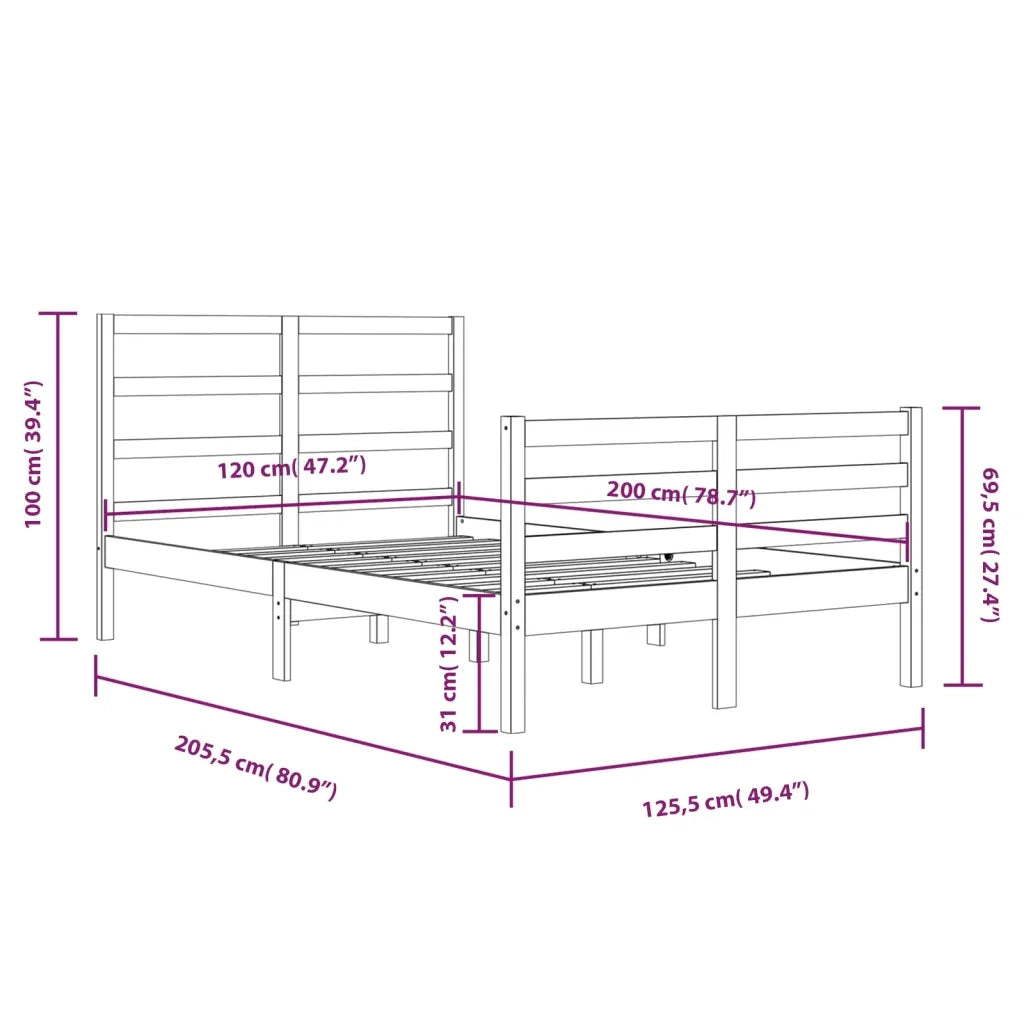 Giroletto-Struttura Letto in Legno Massello di Pino 120x200 cm 631845