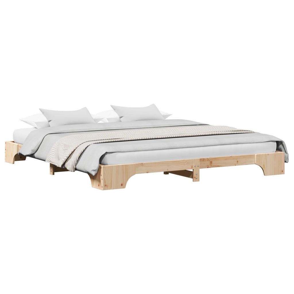 Struttura Letto Naturale Legno Massello di Pino 200 x 200 cm