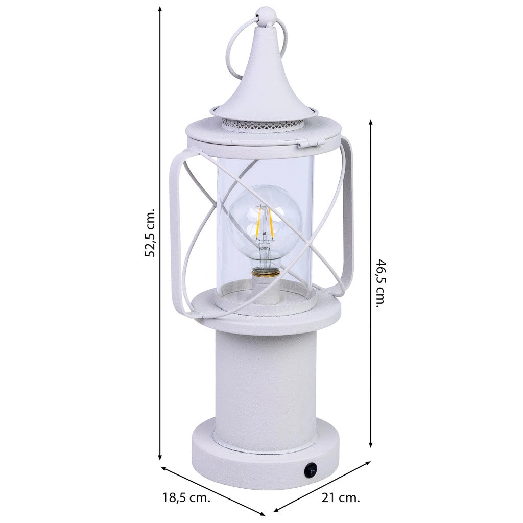 Lampada tavolo metallo bianco LED 21x18.5x46.5/52.5h cm