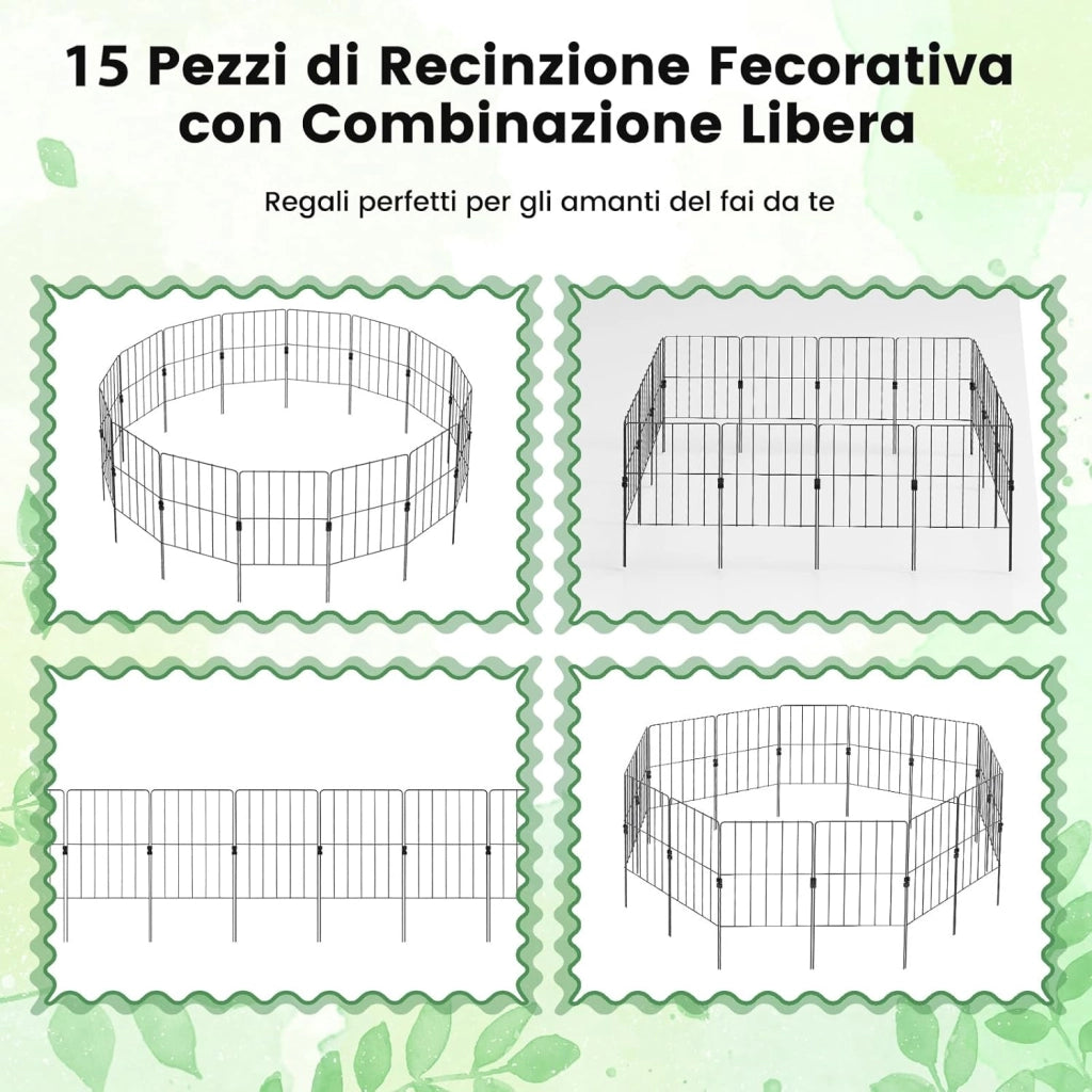 15/25PCS Recinzione da Giardino 33 x 60 CM, Recinzione per Aiuole in Metallo Antiruggine e Robusto, Recinto Pieghevole da Giardino, Orto ed Aiuole (25)
