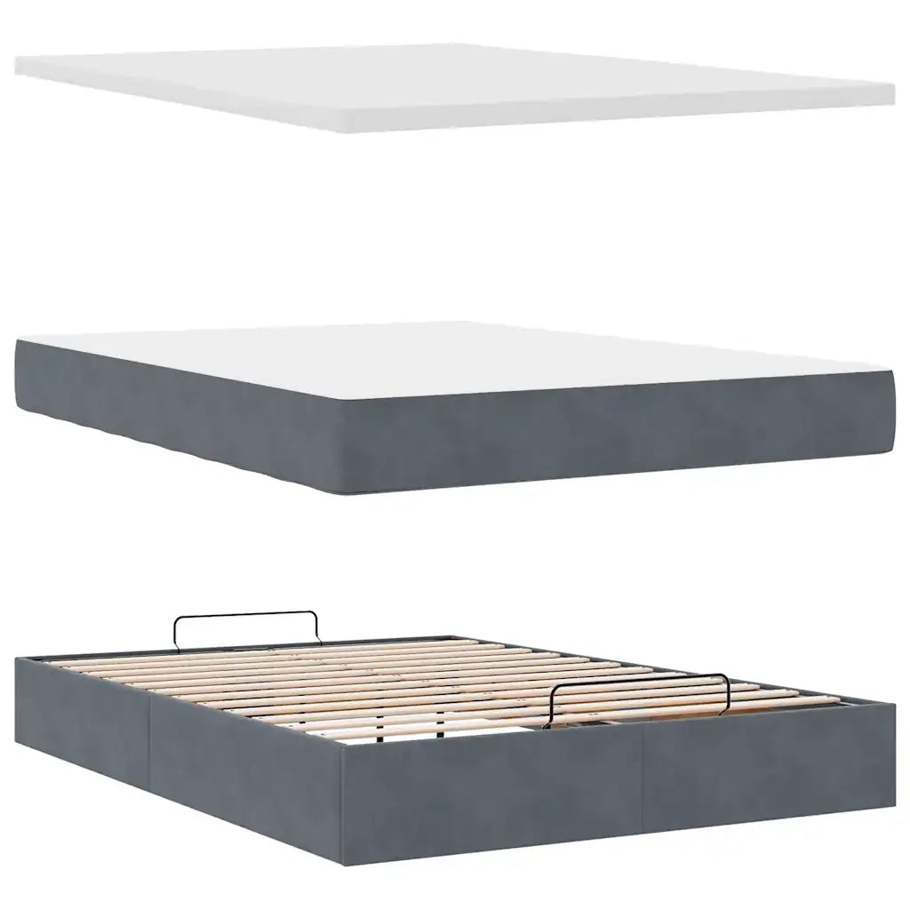 Struttura Letto Pouf con Materasso 140x190 cm Velluto 3311700