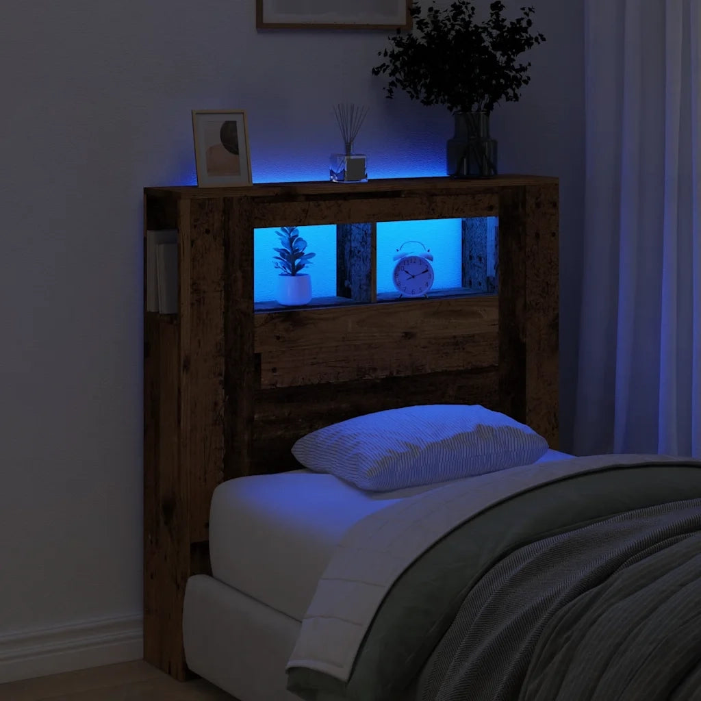 Testiera LED Legno Antico 100x18,5x103,5 cm Legno Multistrato