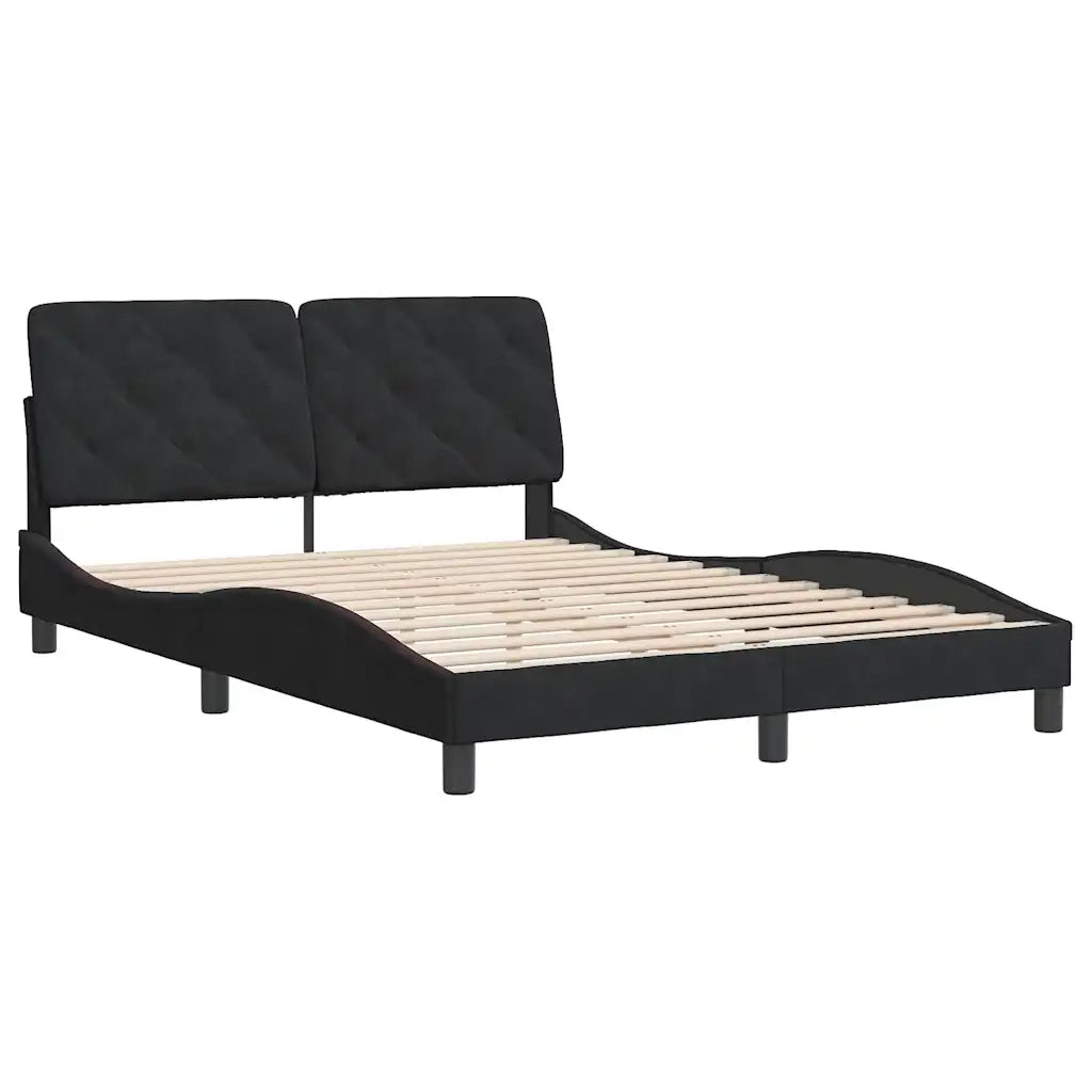 Giroletto senza Materasso Nero 140x190 cm in Velluto