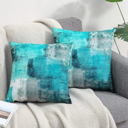 Set di 2 Cuscini Decorativi in Velluto 40 x 40 cm - Stile Country Blu Turquesa