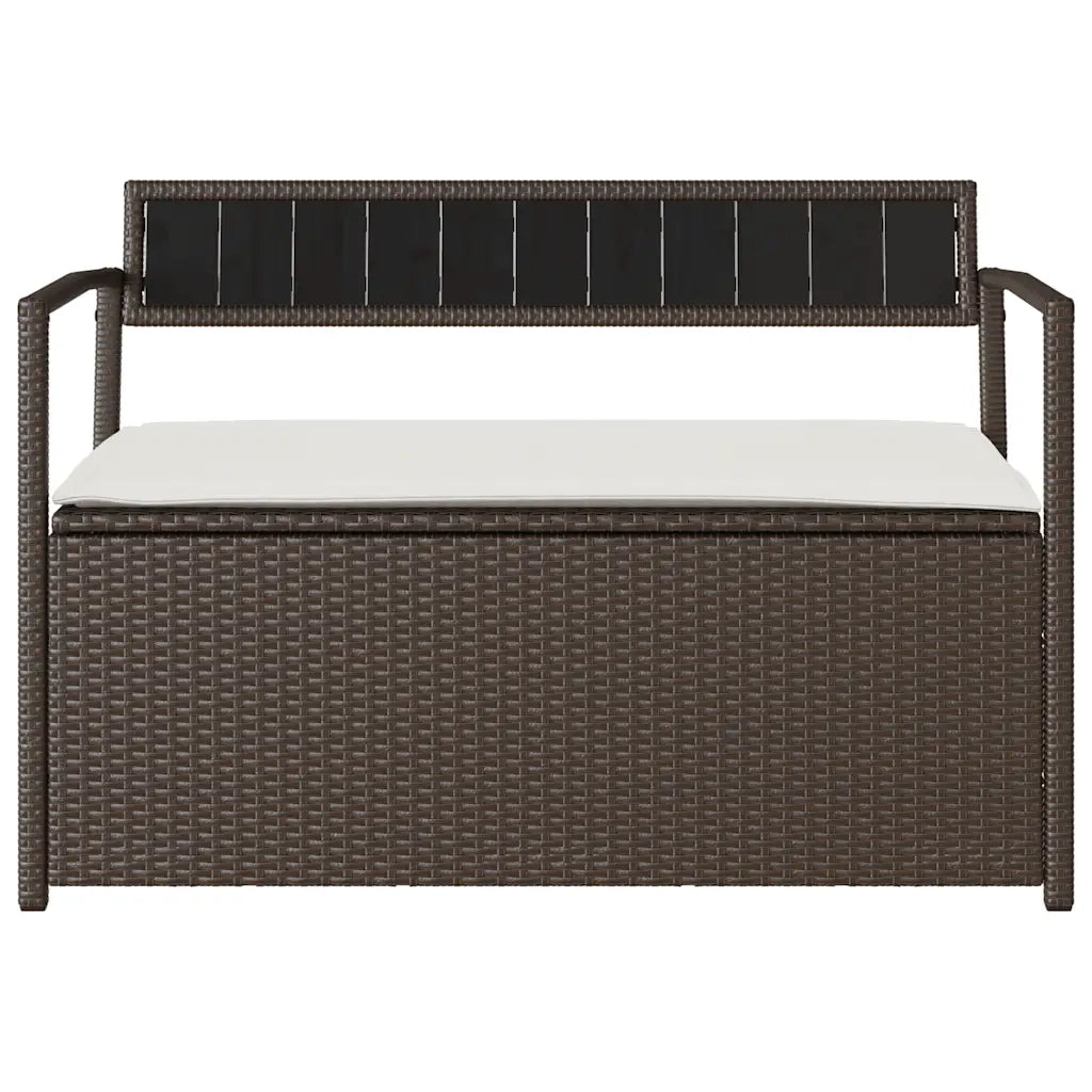 Panca Portaoggetti da Giardino con Cuscino Marrone Polyrattan 4103837