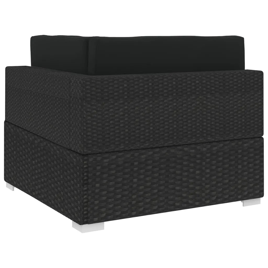 Poltrona Modulare ad Angolo 1 pz con Cuscini in Polyrattan Nero cod mxl 70067