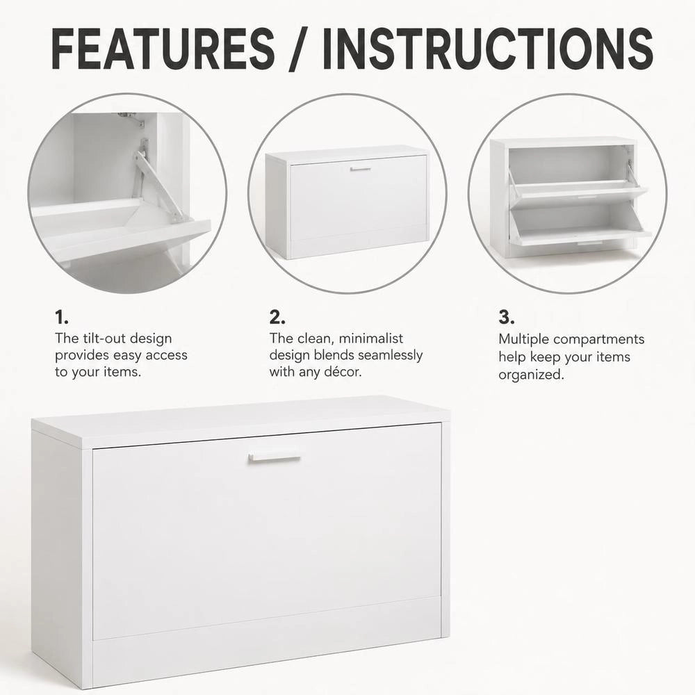 Shoe Bench White 80x24x45 Cm