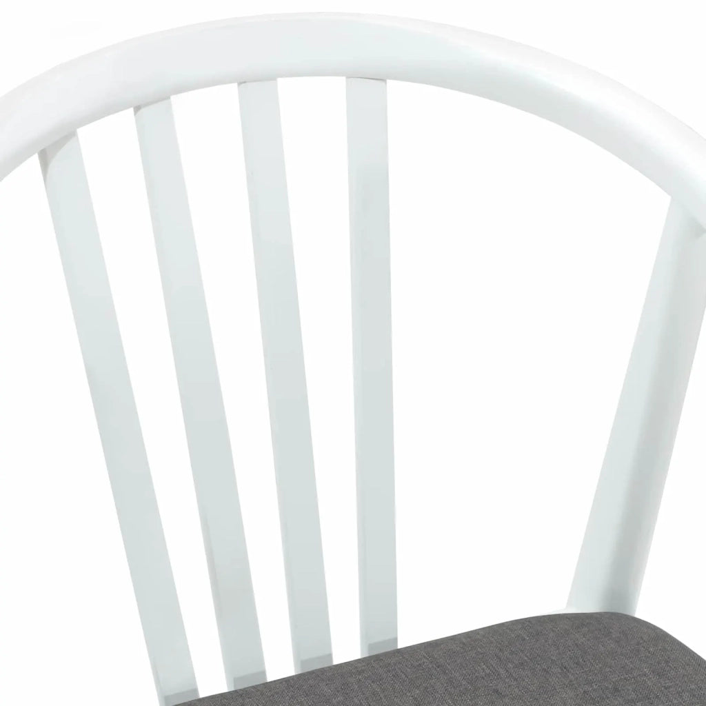 Sedia da pranzo 2 pcs Bianco e Grigio Legno di gomma massiccio