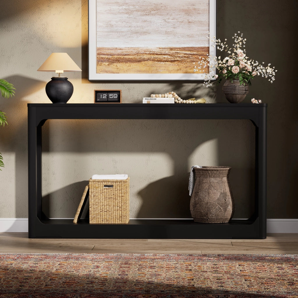 Consolle con ripiani aperti - per ingresso - in MDF - 145x37.5x14.5 cm - nero