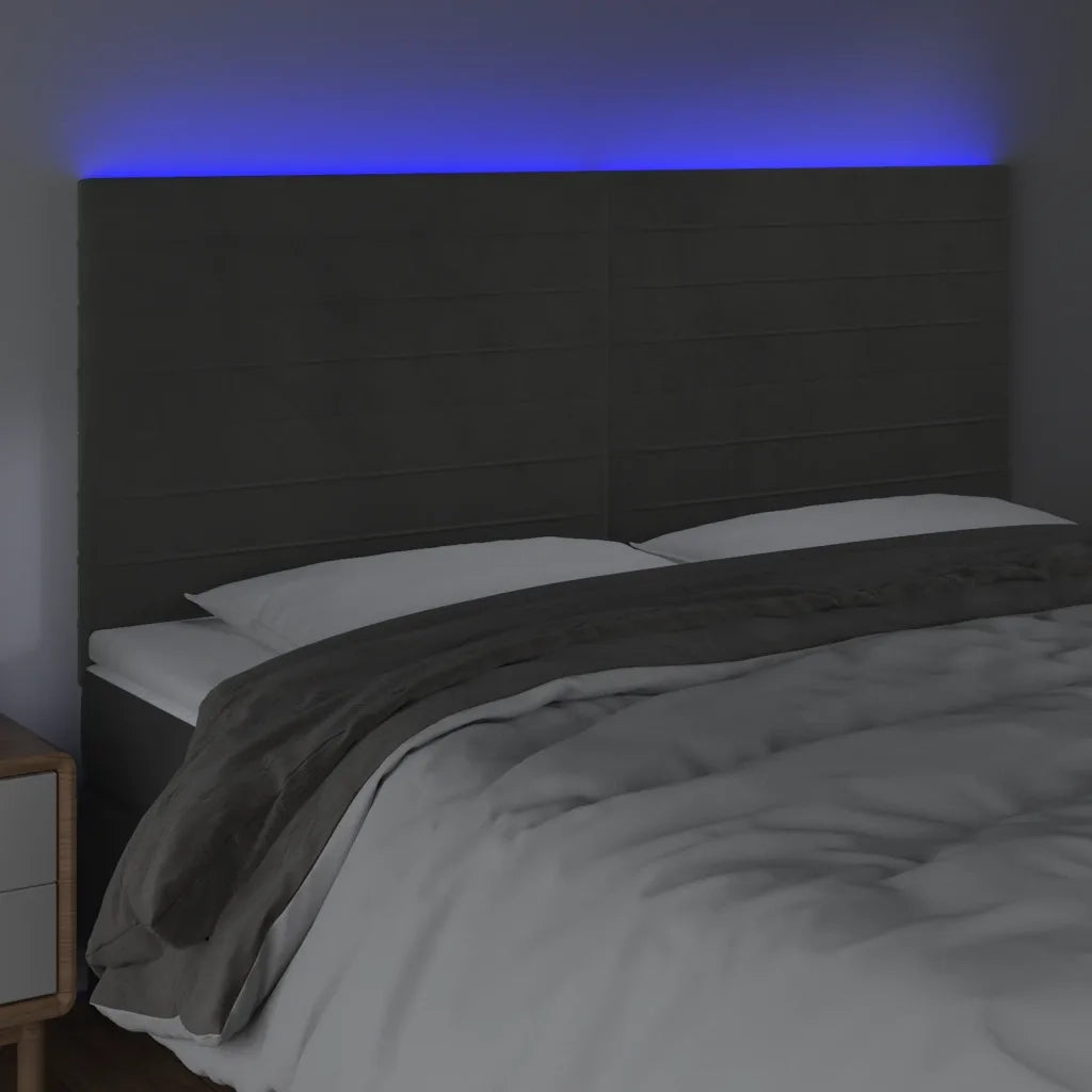Testiera | Testata a LED GrigioScuro 180x5x118/128cm in Velluto