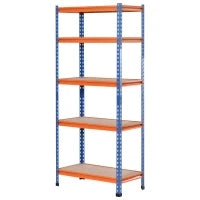 Scaffale in Metallo da Garage a 5 Livelli, 80 x 40 x 182 cm, Blu e Arancione
