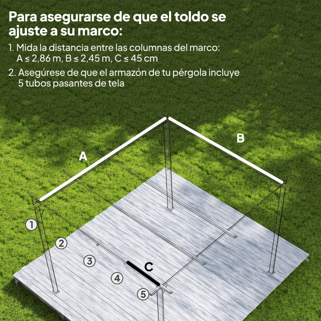 Toldo Retrattile 3x2,5 m per Pergola ¨C Zephmum ¨C Crema
