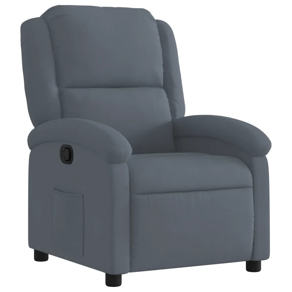 Divano Sedia-Poltrona Reclinabile Grigio Scuro in Velluto 644689