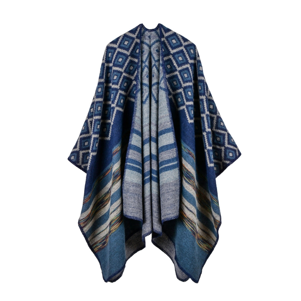 Nuovo scialle da donna in cashmere a righe con stelle, extra lungo e spesso, scialle multiuso.