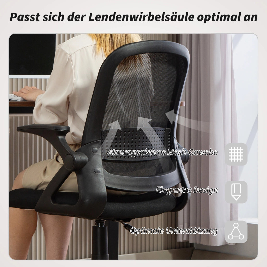 Sedia da Ufficio Ergonomica ¨C zephmum ¨C Mesh Nero con Braccioli e Schienale Regolabile