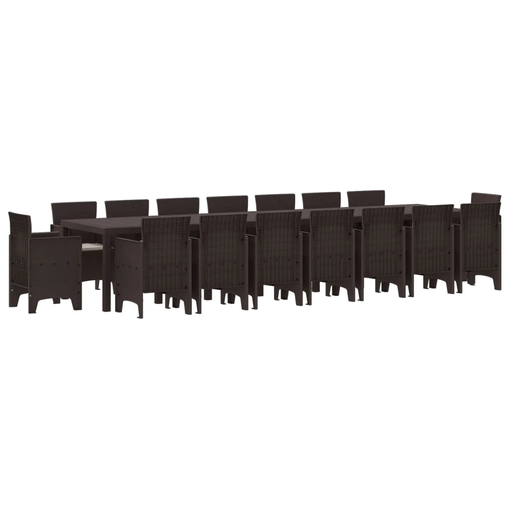 Set da pranzo da giardino con cuscini 17 pcs Marrone PP 3378658